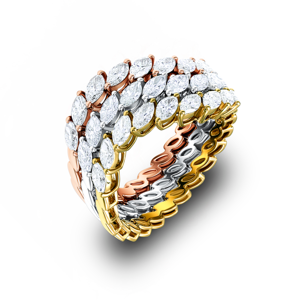 Nakshatra Marquise Diamond Tri-Color 18K Ring