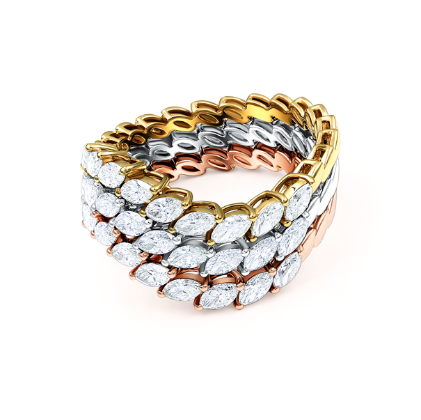 Nakshatra Marquise Diamond Tri-Color 18K Ring