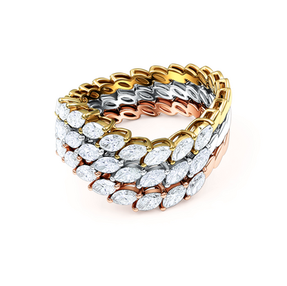 Nakshatra Marquise Diamond Tri-Color 18K Ring