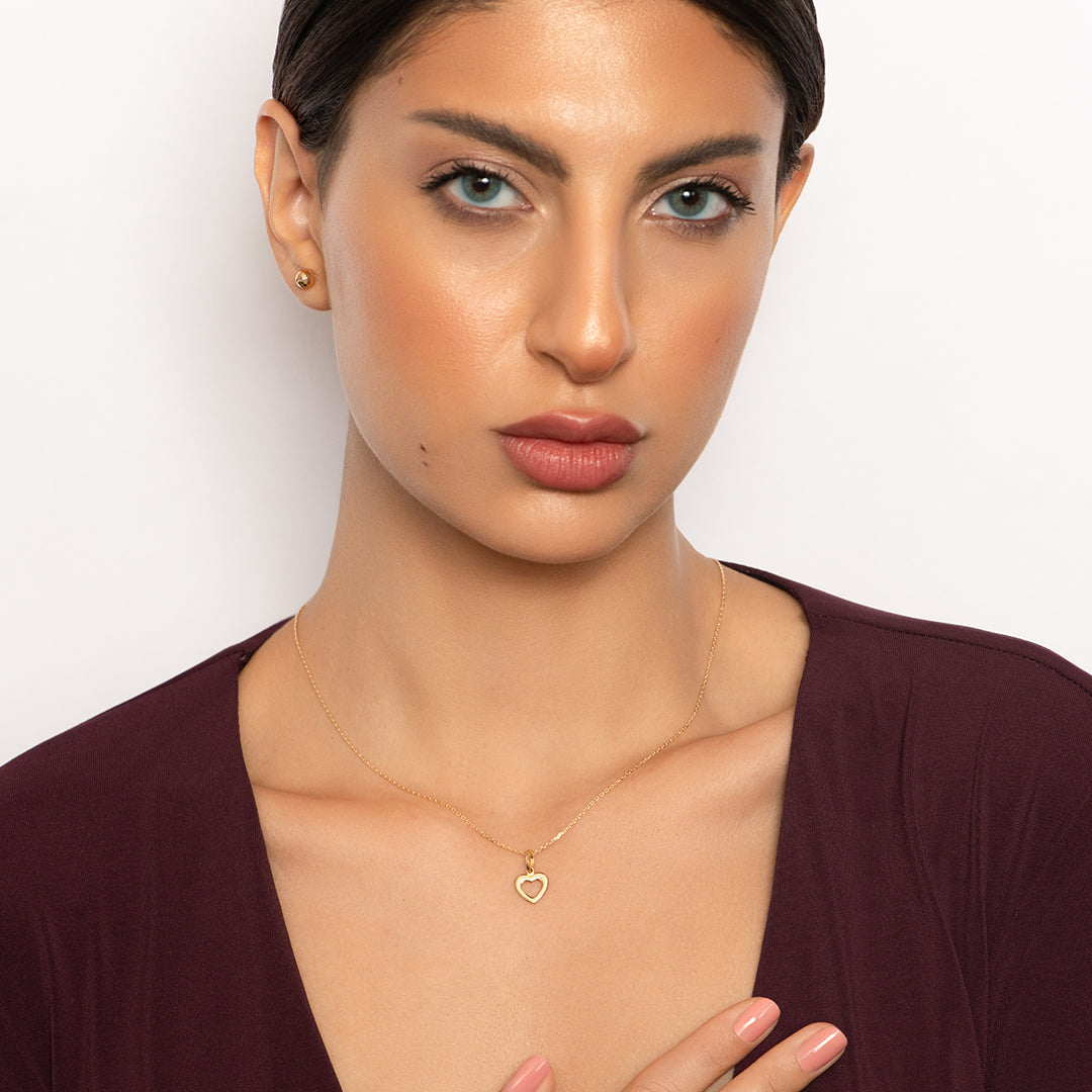 Open Heart Pendant in 18K Yellow Gold