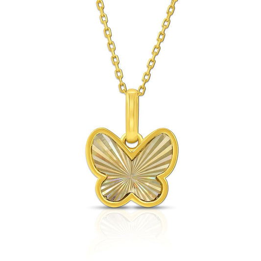 Radiant Butterfly 18K Gold Pendant