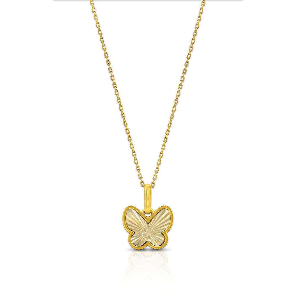Radiant Butterfly 18K Gold Pendant