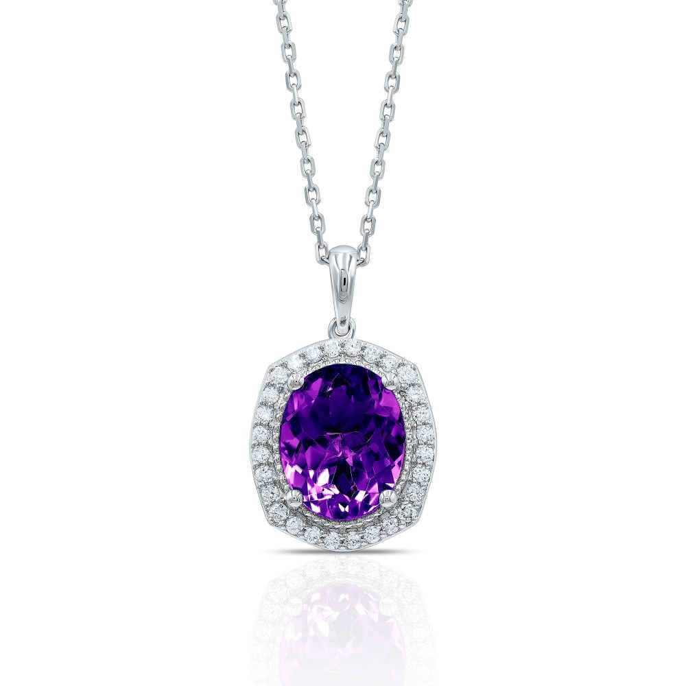 Regal Aura Diamond  Amethyst Pendant