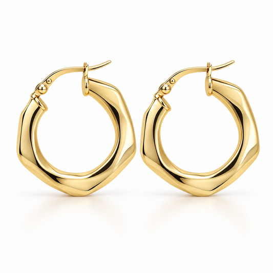Statement Contour Hoop Earrings in 18K Gold