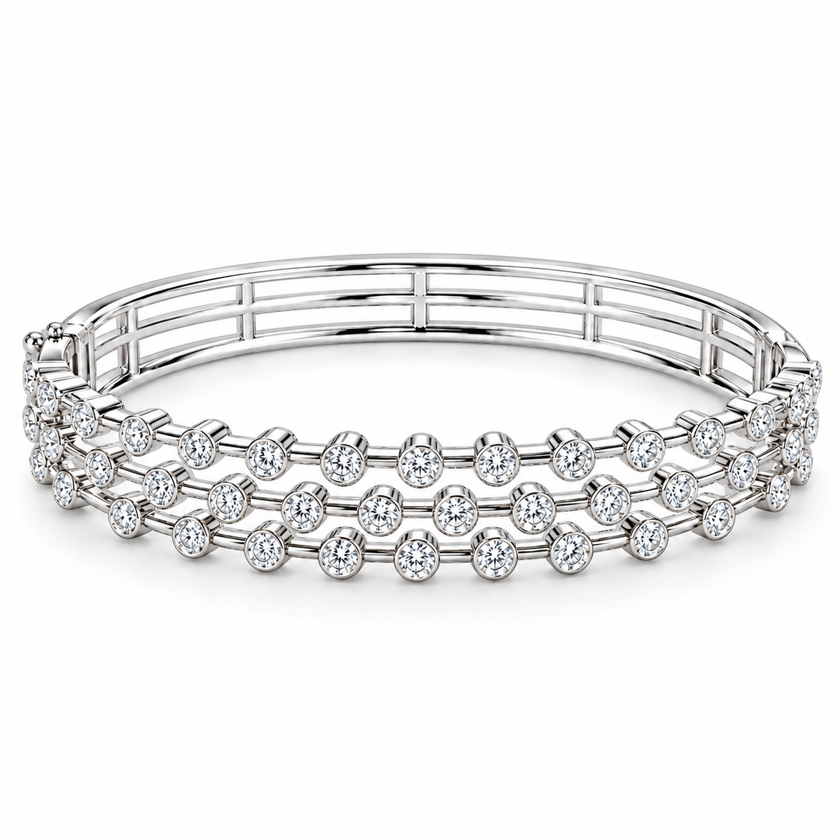 Amara 3 Line Diamond Bangle 18K Gold