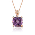 Precious Cushion Amethyst & Diamond Pendant