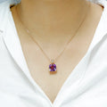Precious Cushion Amethyst & Diamond Pendant