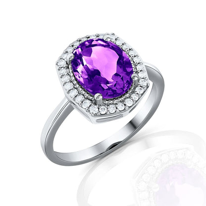 Forever Diamond Amethyst Ring in 18K Gold
