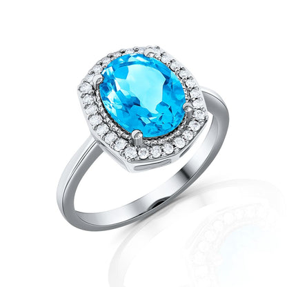 Ocean Radiance Diamond Blue Topaz Ring