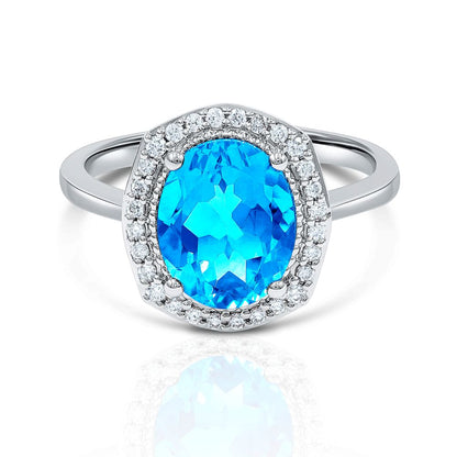 Ocean Radiance Diamond Blue Topaz Ring