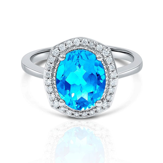 Ocean Radiance Diamond Blue Topaz Ring
