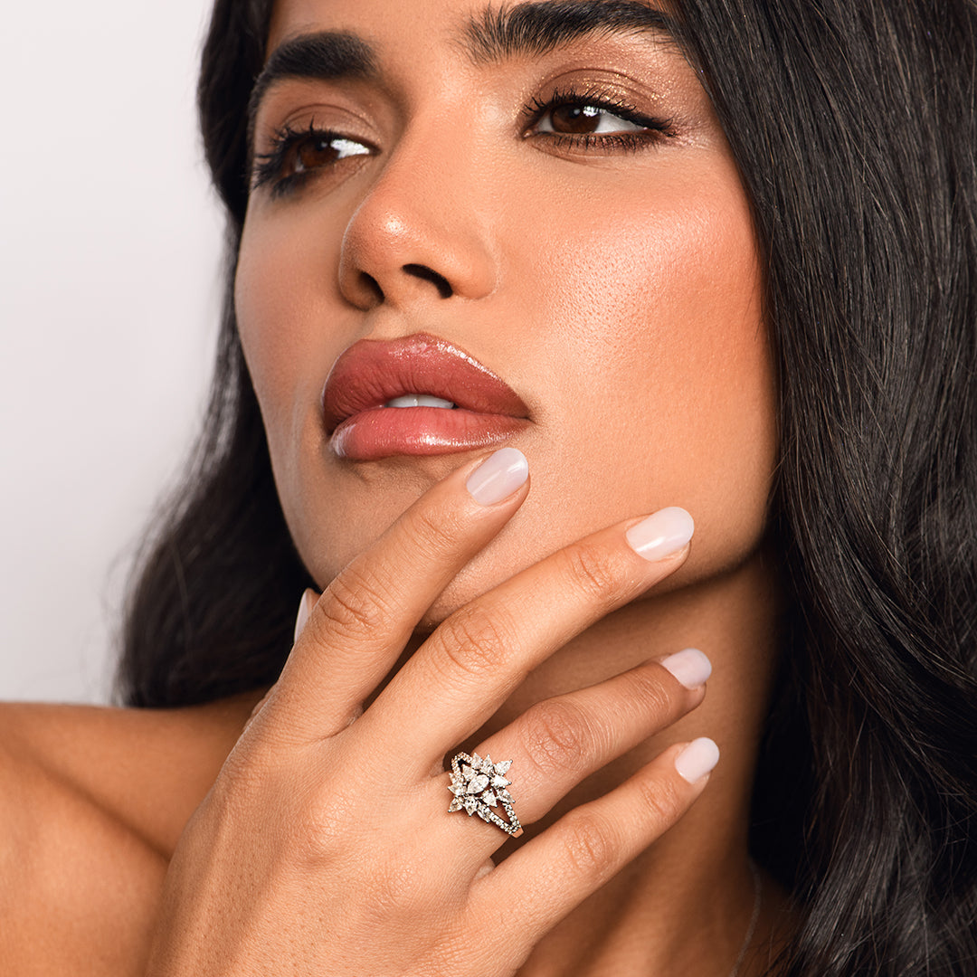 Red Carpet Pear and Marquise 2 Line Tapered Diamond Ring