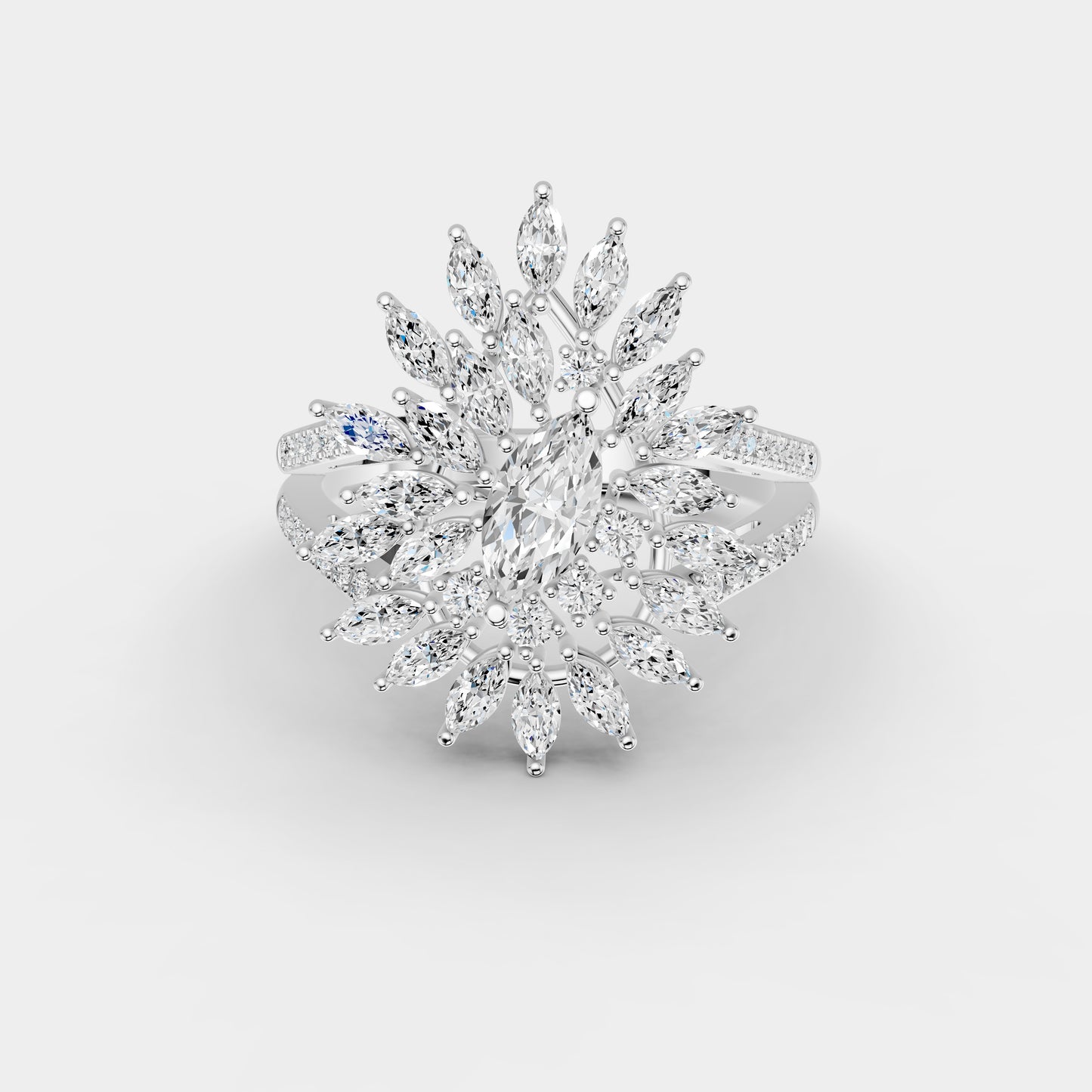 Red Carpet Radiant Marquise Bloom Diamond Ring 18K Gold by Liali Jewellery - Shpe online through www.lialijewellery.com 
