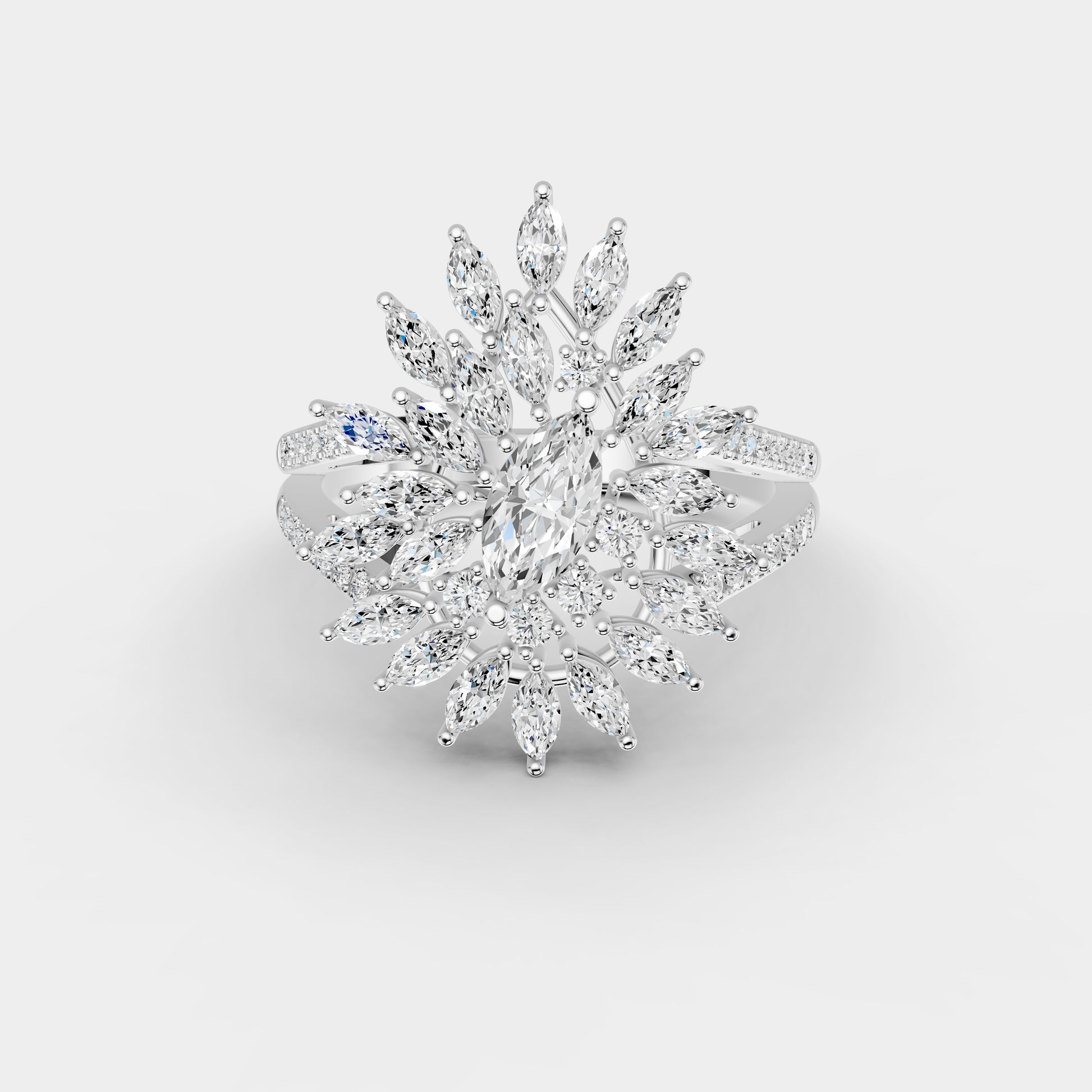 Red Carpet Radiant Marquise Bloom Diamond Ring 18K Gold by Liali Jewellery - Shpe online through www.lialijewellery.com 
