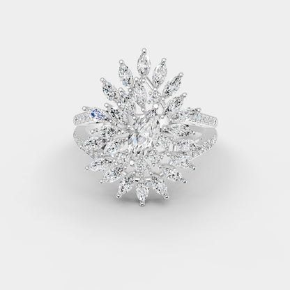 Red Carpet Radiant Marquise Bloom Diamond Ring 18K Gold by Liali Jewellery - Shpe online through www.lialijewellery.com 