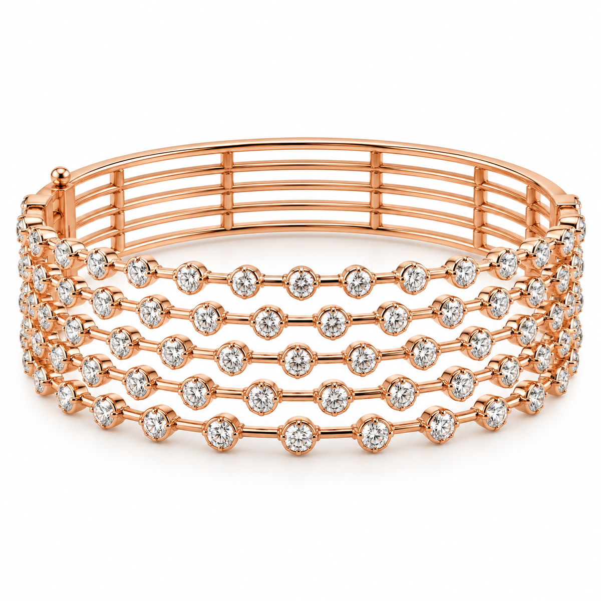 Amara 5 Line Diamond Bangle in 18K Gold