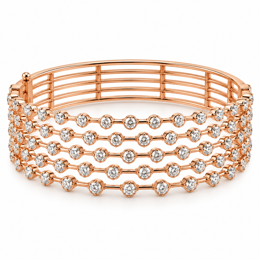 Amara 5 Line Diamond Bangle in 18K Gold