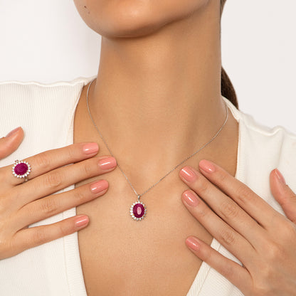 Precious Ruby & Diamond Blossom Pendant