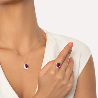 Precious Ruby & Diamond Halo Ring