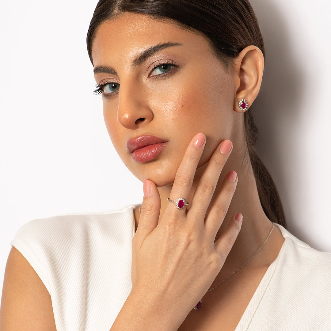 Precious Ruby & Diamond Halo Ring