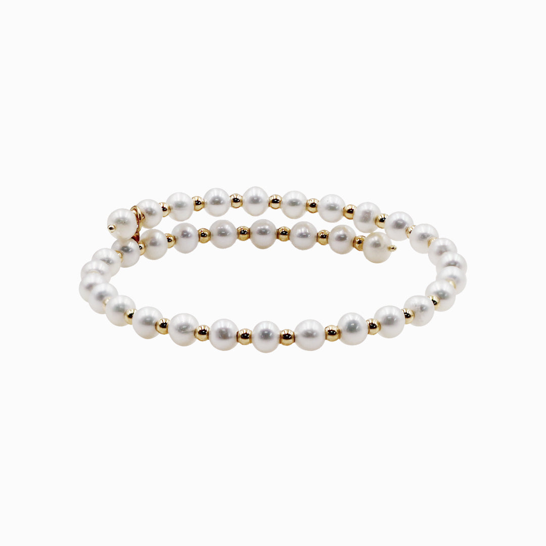 Sakura Pearl & 18K Yellow Gold Coiled Bangle