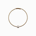 Sakura Solitaire Pearl Open Bangle in 18K Yellow Gold
