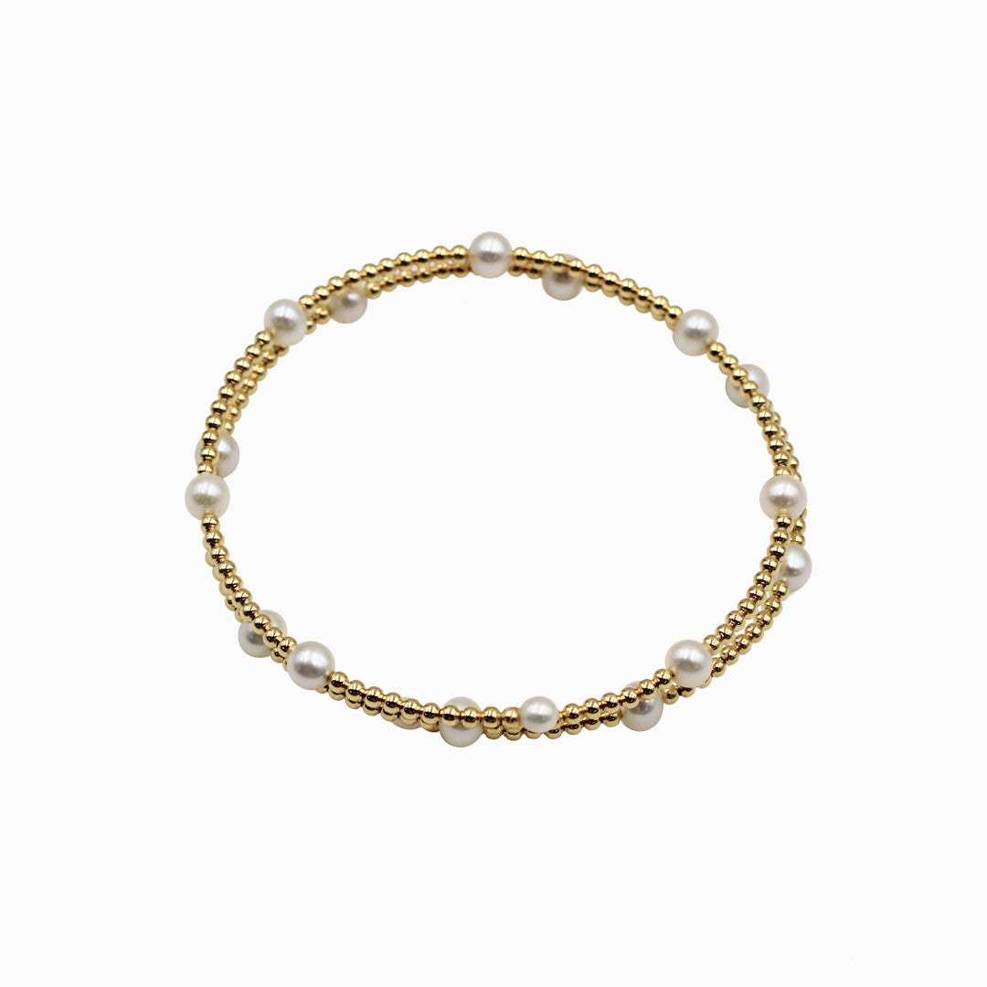 Sakura Double-Wrap Pearl & 18K Yellow Gold Bangle