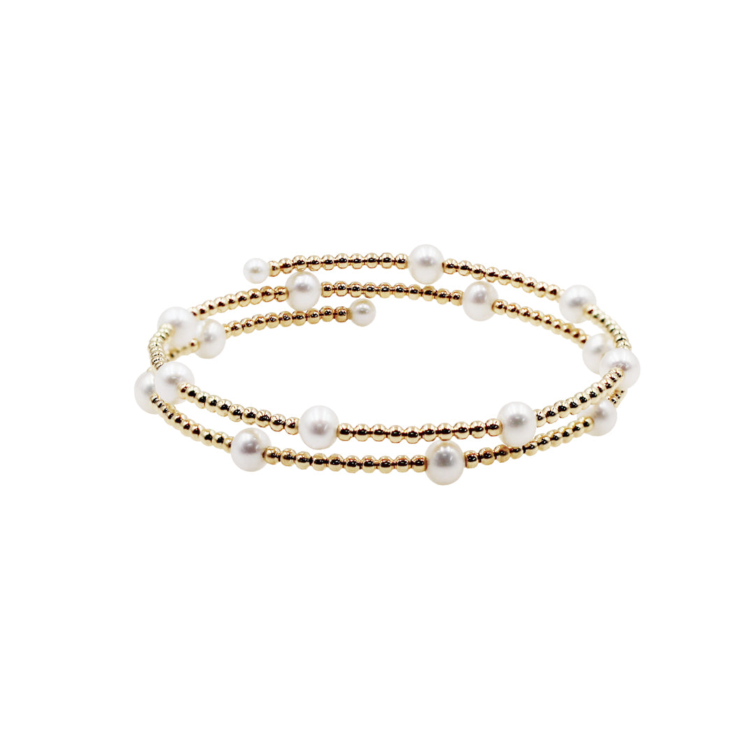 Sakura Double-Wrap Pearl & 18K Yellow Gold Bangle