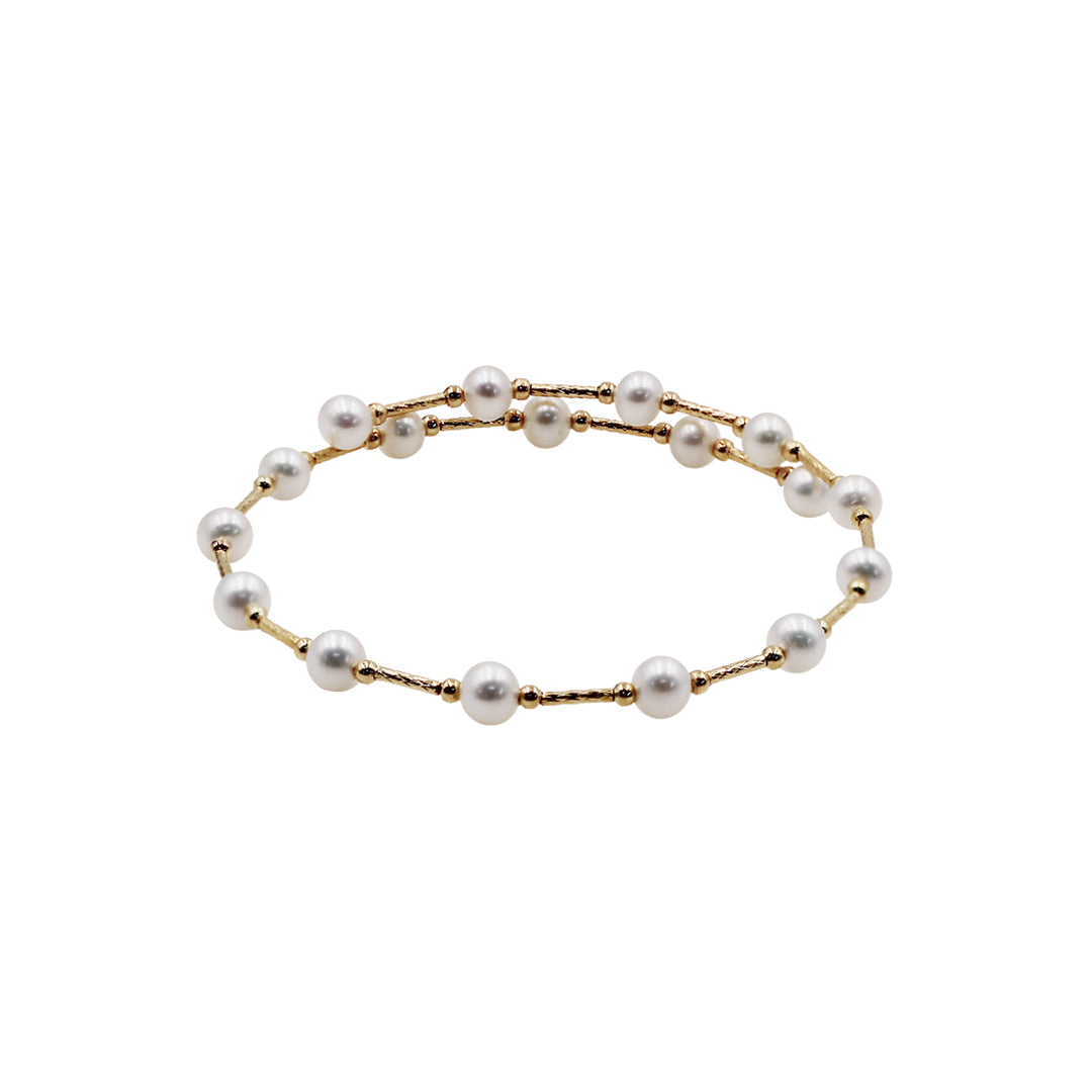 Sakura Spiral Pearl & 18K Yellow Gold Bangle