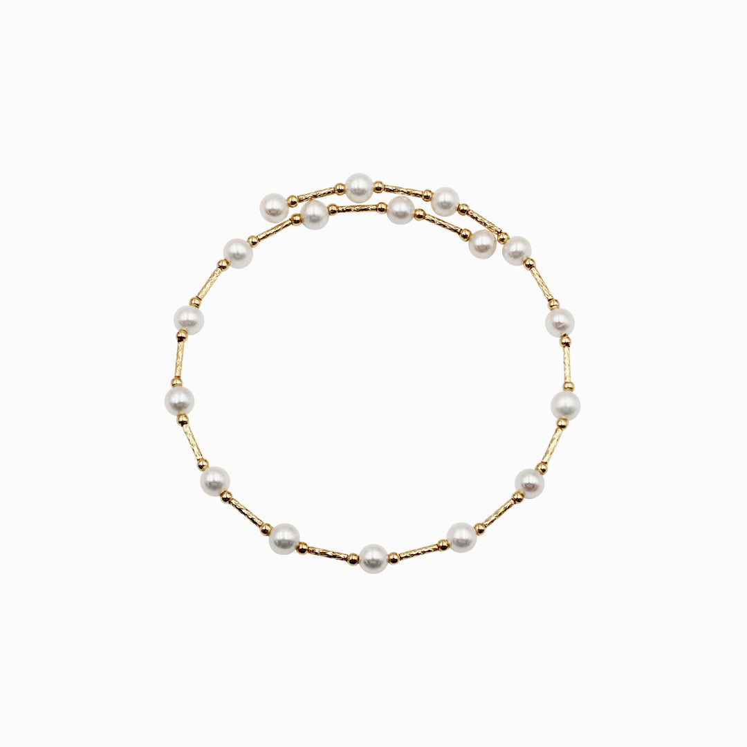 Sakura Spiral Pearl & 18K Yellow Gold Bangle