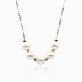Sakura Five-Pearl Station Necklace in 18K Yellow Gold
