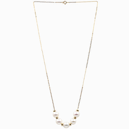 Sakura Five-Pearl Station Necklace in 18K Yellow Gold