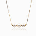 Sakura Trilogy Pearl Station Necklace in 18K Yellow Gold