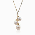 Sakura Triple-Drop Pearl Lariat Pendant in 18K Yellow Gold