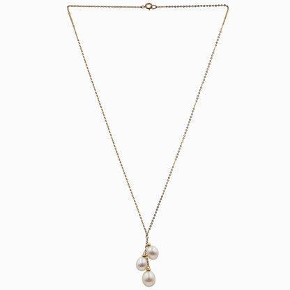 Sakura Triple-Drop Pearl Lariat Pendant in 18K Yellow Gold