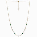 Sakura Emerald & Pearl Long Station Necklace in 18K Yellow Gold