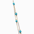 Sakura Turquoise & Pearl Long Double-Strand Necklace in 18K Yellow Gold