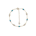 Sakura Turquoise & Pearl Station Bracelet in 18K Yellow Gold