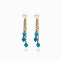 Sakura Turquoise & Pearl Drop Earrings in 18K Yellow Gold