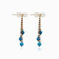 Sakura Turquoise & Pearl Drop Earrings in 18K Yellow Gold