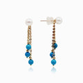 Sakura Turquoise & Pearl Drop Earrings in 18K Yellow Gold