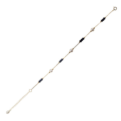 Sakura Sapphire & Pearl Station Bracelet in 18K Yellow Gold