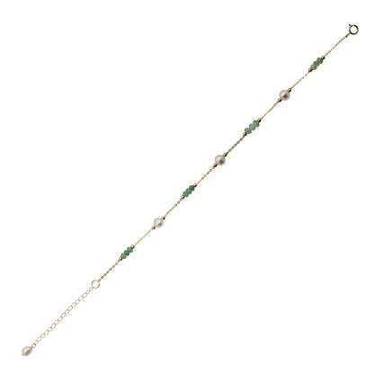 Sakura Emerald & Pearl Station Bracelet in 18K Yellow Gold