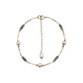 Sakura Emerald & Pearl Station Bracelet in 18K Yellow Gold