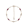 Sakura Ruby & Pearl Station Bracelet in 18K Yellow Gold