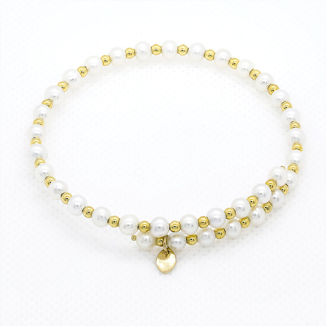 Sakura Golden Duet Pearl Brangle in 18k Yellow gold