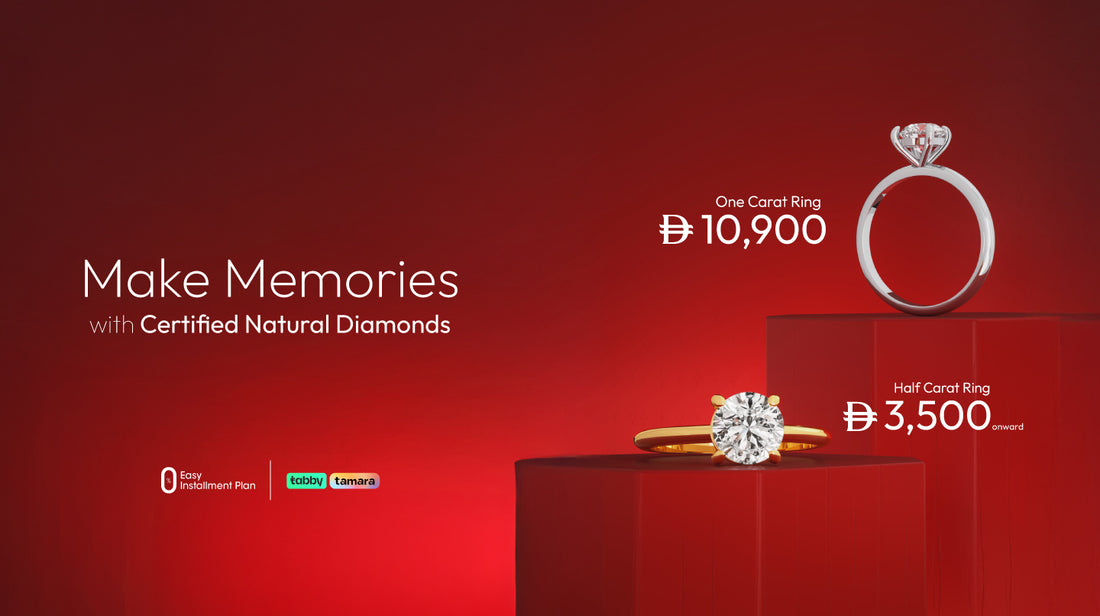 Web Banner Liali Solitaire rings starting from AED 3500 and 1 carat ring from AED 10900. Lowest in the market