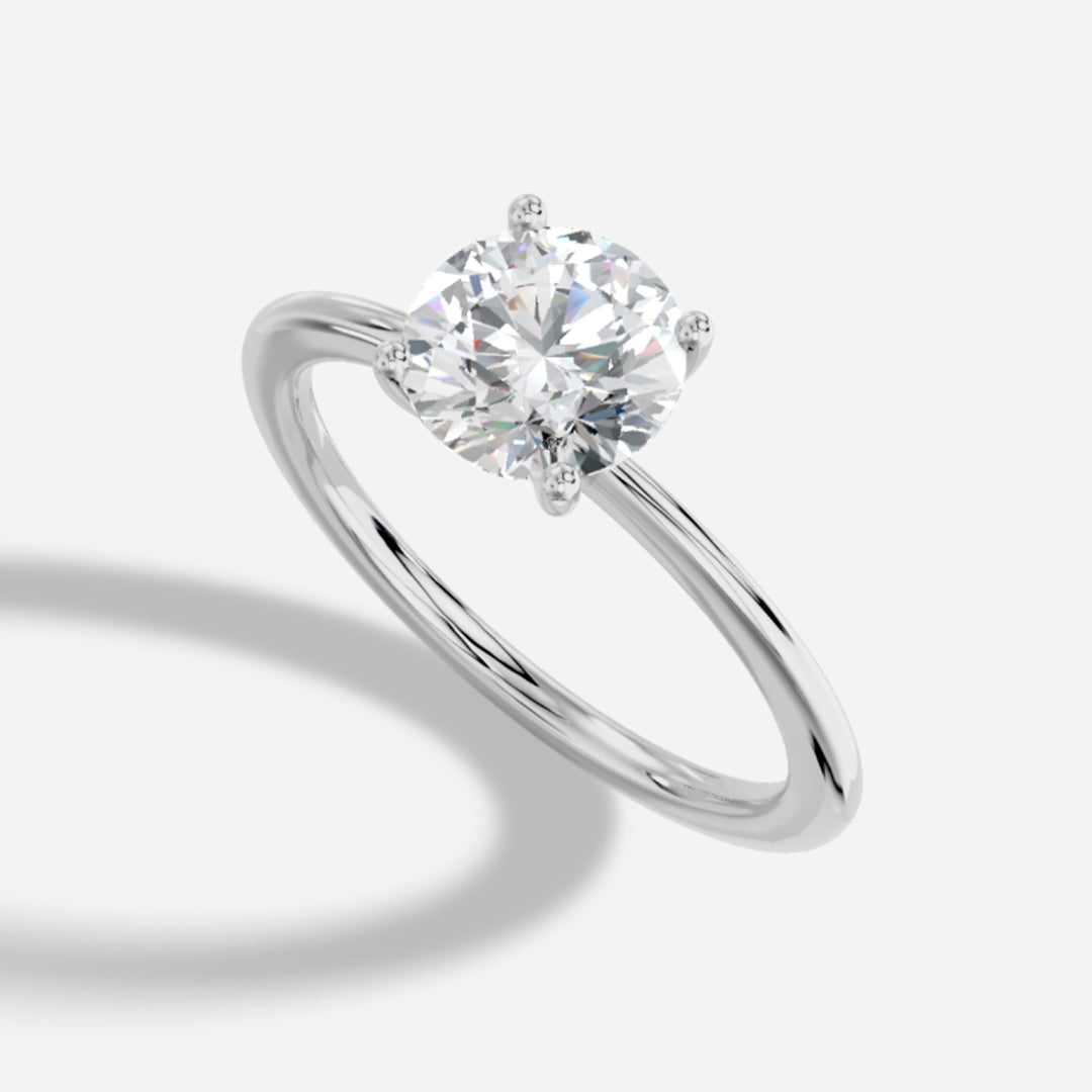 1 Carat Natural Round Diamond Solitaire Ring