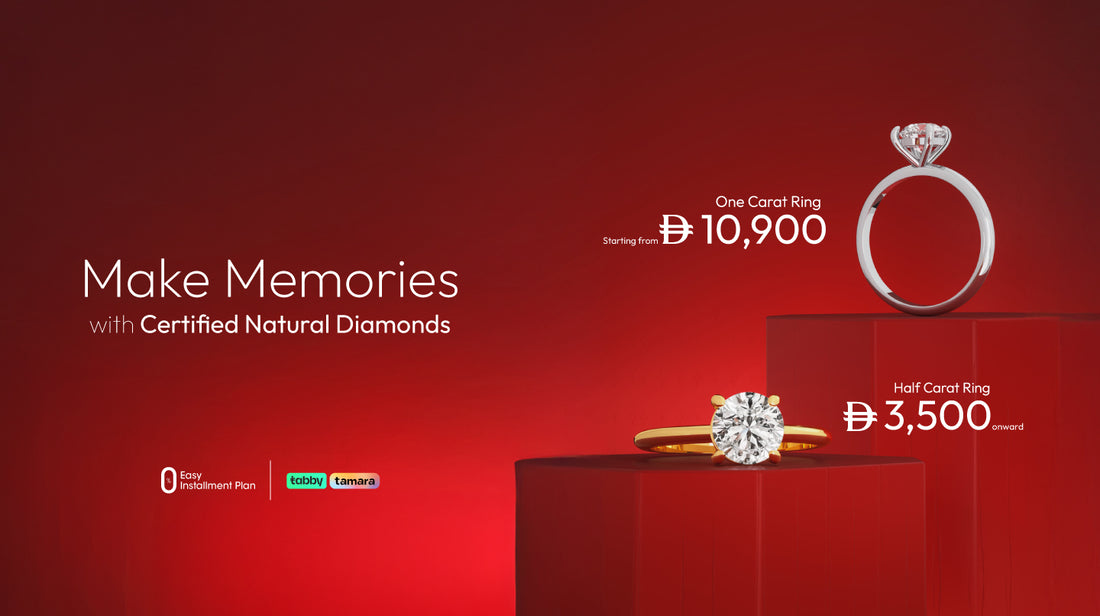 Web Banner Liali Solitaire rings starting from AED 3500 and 1 carat ring from AED 10900. Lowest in the market
