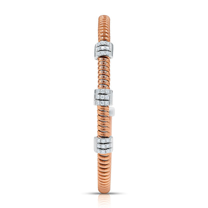 Tessitore Diamond-Pavé Tubogas Bangle in 18K Rose & White Gold